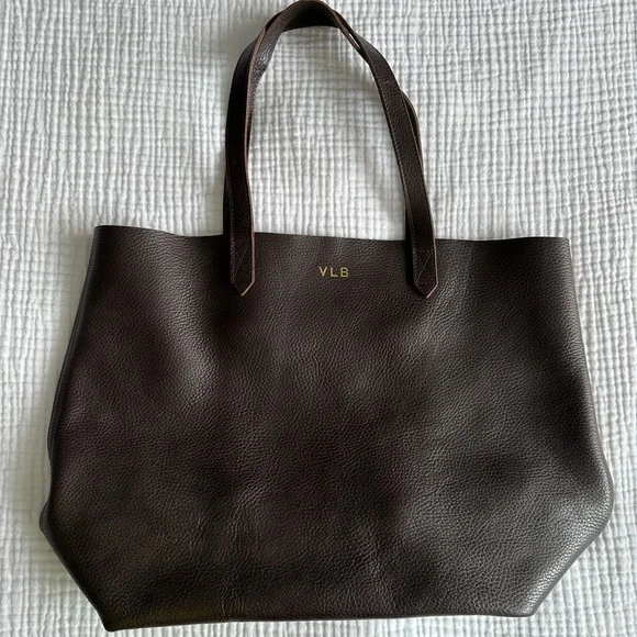 Cuyana Tote Bag Cuyana Monogram Cuyana Brown Suede Tote Bag